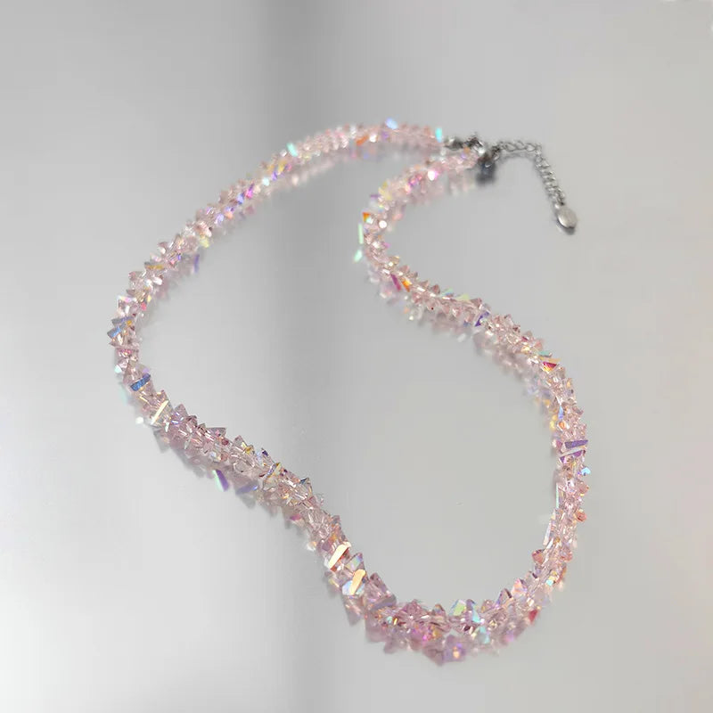 Multi-Cut Glass Crystal Beaded Jewelry Set for Women Irregular Necklace & Bracelet