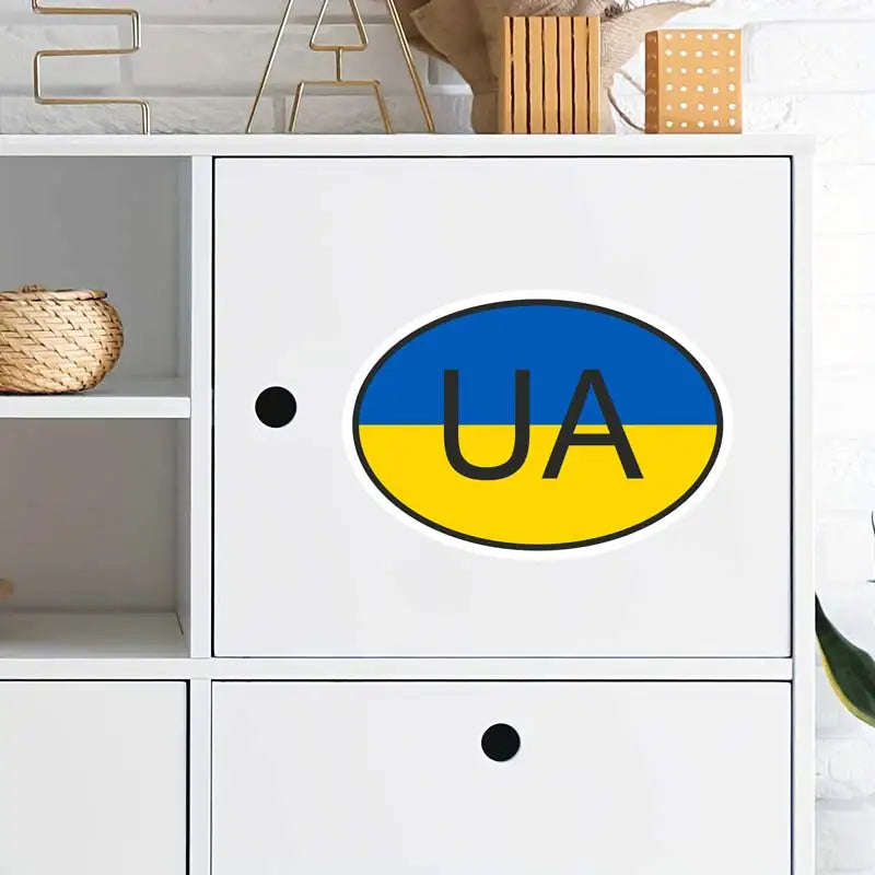 Ukraine Flag Round Wall Sticker - Waterproof Removable Decal for Laptop, Fridge, Guitar, Motorcycle Helmet & More