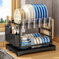 Multifunctional Double-Layer Dish Rack for Kitchen Tableware Storage