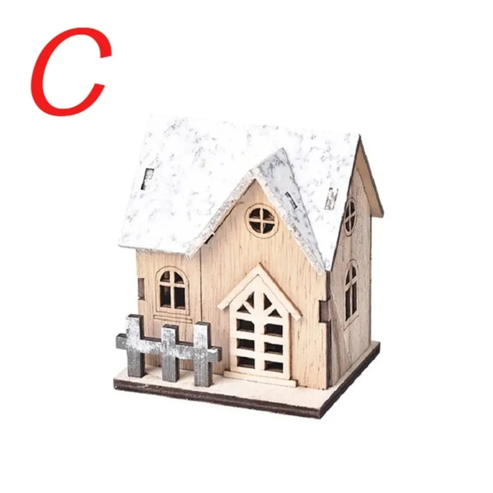 Christmas LED Wooden House Cabin Decor for Xmas & New Year - Festive Home Decoration