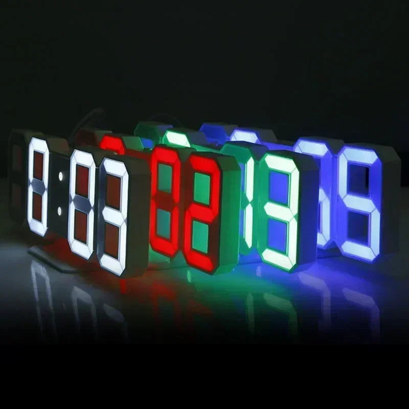 Digital LED Wall & Desk Clock with Alarm and Brightness Adjustments for Home Office Bedroom