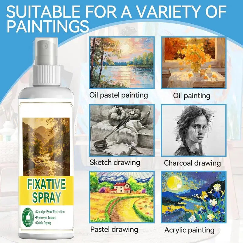 Art Fixative Spray 120ml for Pastel Charcoal Watercolor & Acrylic Art