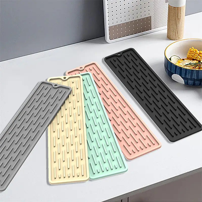 Silicone Kitchen Utensil Drying Mat - Heat-Resistant Non-Slip Dish Rack & Water Draining Pad