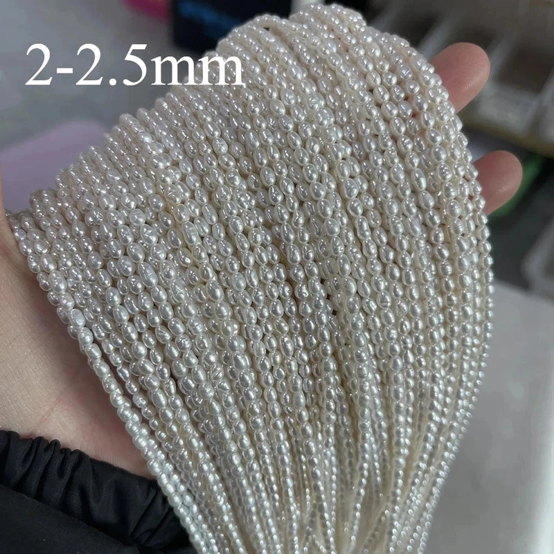 Natural Freshwater Pearl Beads Rice Shape Loose Jewelry Making Supplies - Multiple Colors & Sizes