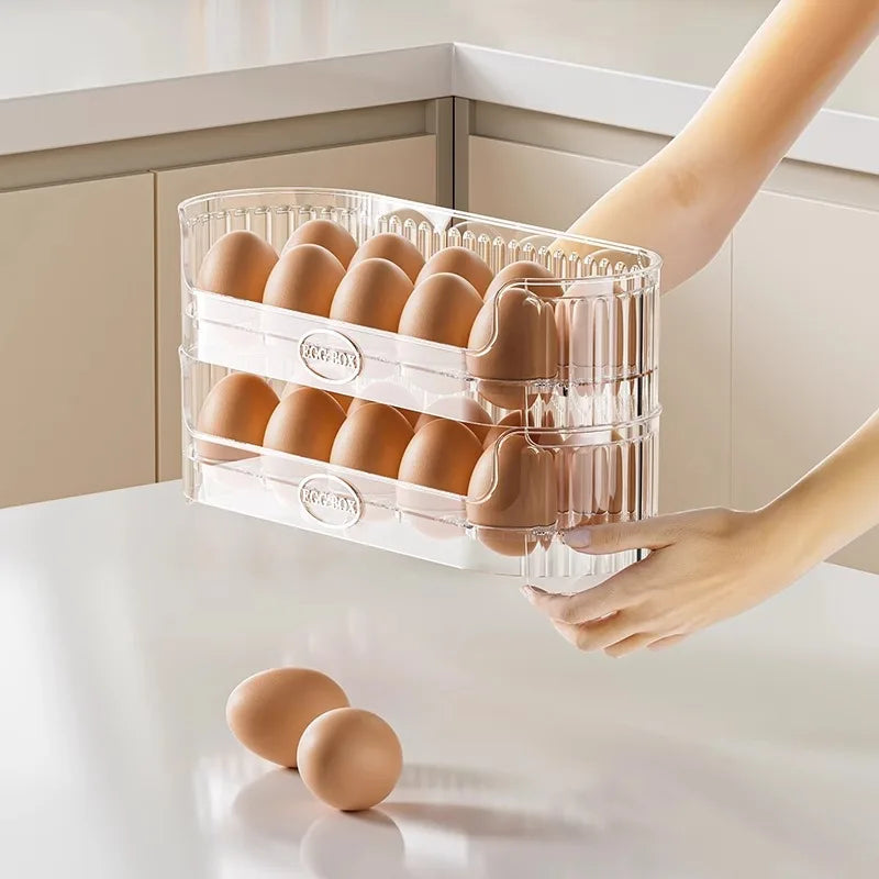 Space-saving Egg Organizer Container with 10-grid Refrigerator Storage Box