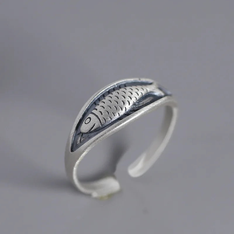 Sterling Silver Fish Stackable Rings for Women Engagement Wedding Jewelry