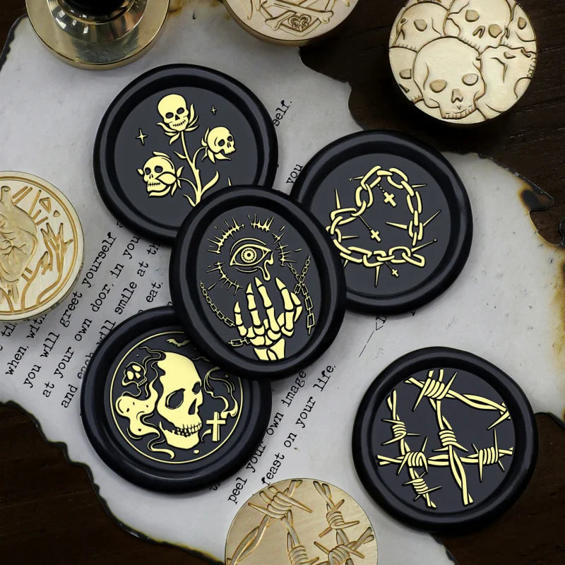 Mysterious Skull Skeleton Ghost Wax Seal Stamp Head for Cards Envelopes Halloween Invitations Scrapbooking