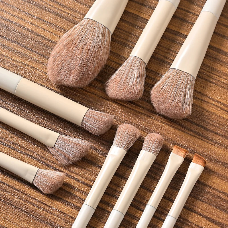 10-Piece Makeup Brush Set with Nylon Bristles - Foundation, Blush, Eye, Powder