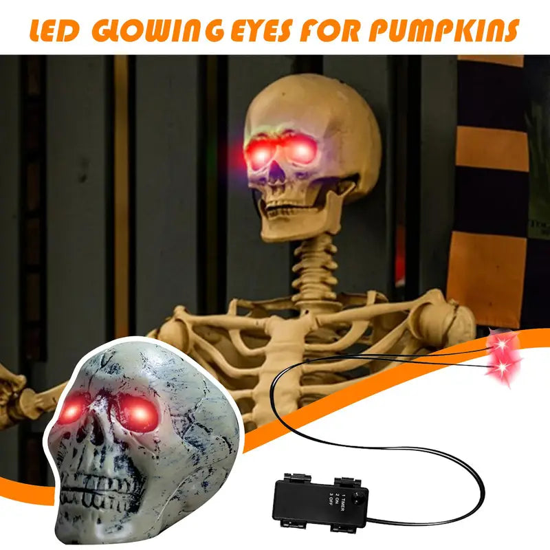 Glowing Eyes Halloween Decor LED Props with Timer for Skulls Pumpkins Tombstones Masks