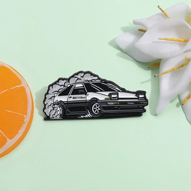 Car Drift Brooch Enamel Pin - Anime Inspired Cartoon Lapel Badge Jewelry Gift