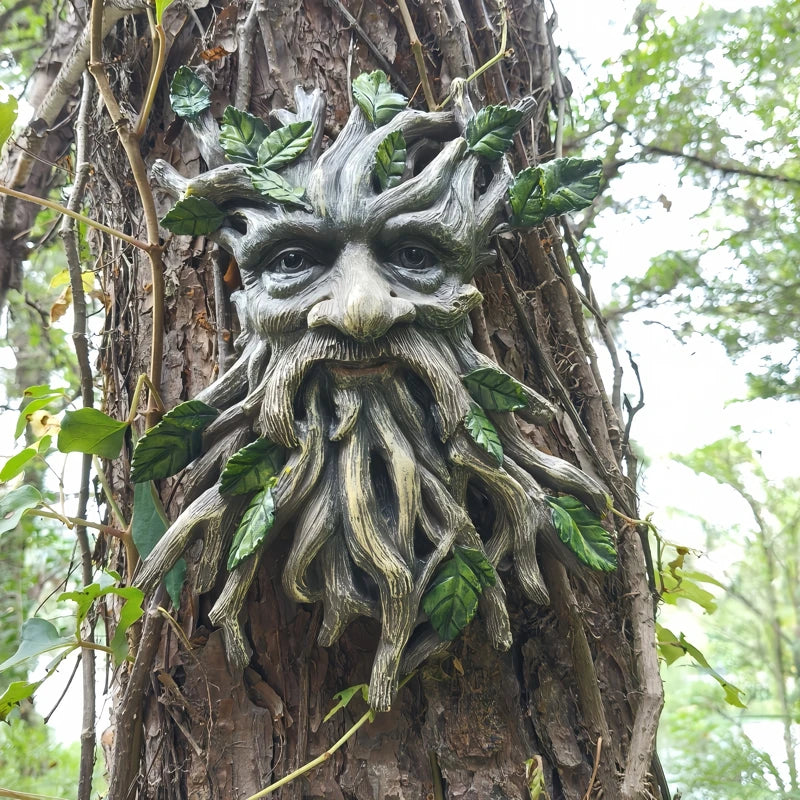 Wooden Tree Spirit Decor Pendant for Halloween and Christmas Garden Yard