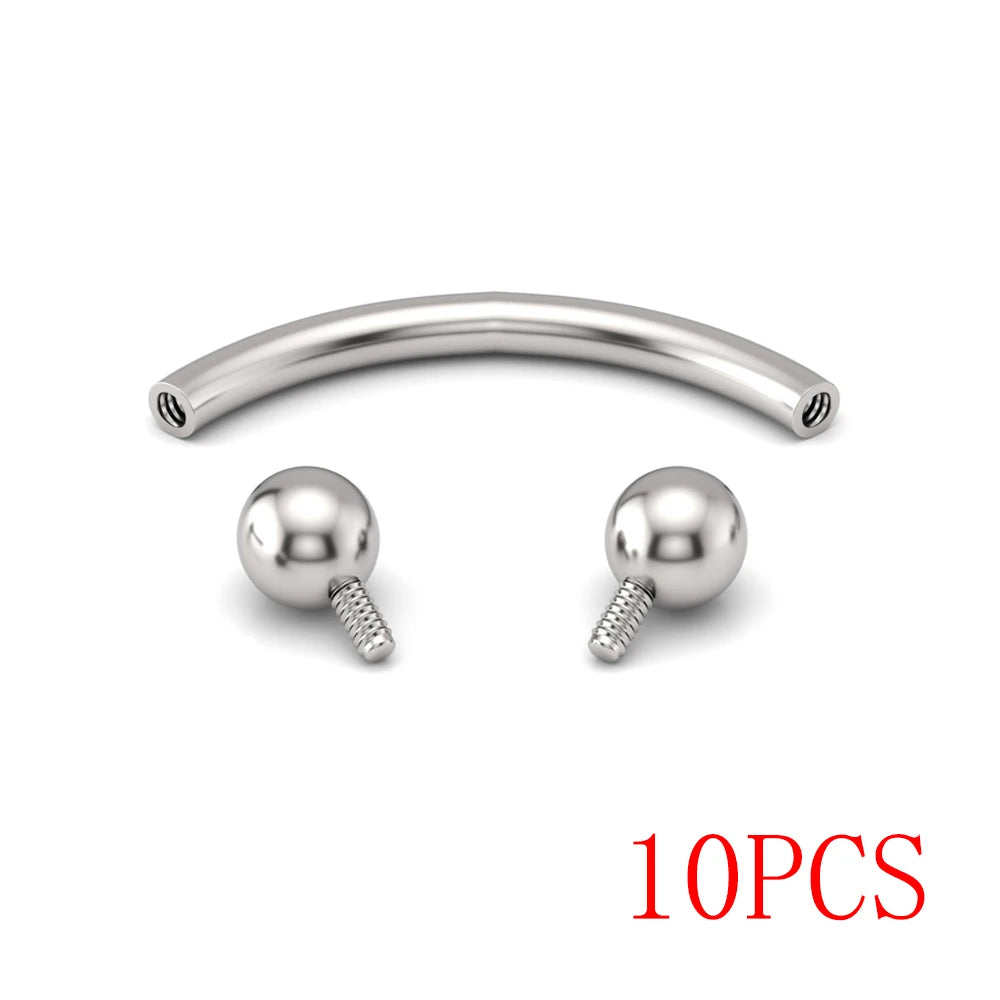 10PCS Eyebrow Jewelry Labret Piercing Set Titanium Septum Nose Rings for Women