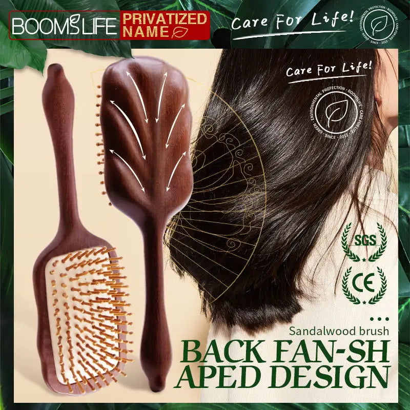 Detangling Wooden Hair Brush for Women - Wide Tooth Paddle Comb with Custom Name
