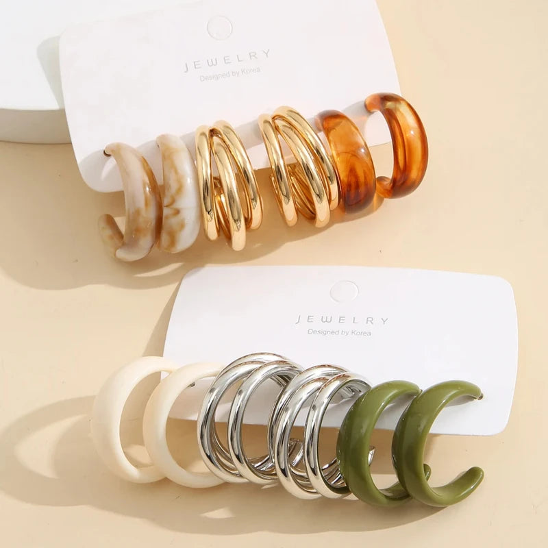 Colorful Acrylic Drop Earrings Set for Women Bohemian Geometric Jewelry 2023 Trend