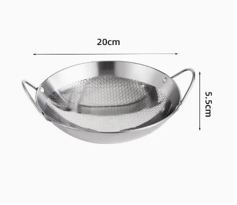 Stainless Steel Honeycomb Skillet 20cm Non-Stick Cooking Pan with Handles