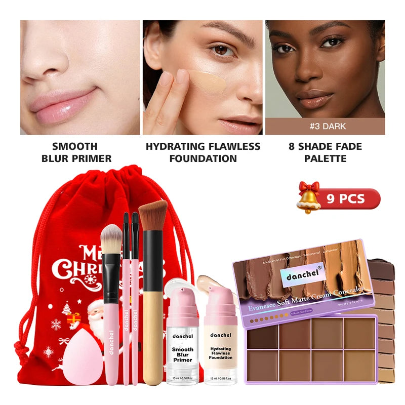 Hydrating Face Primer & Concealer Palette Set - 8-Color Makeup Kit for Women
