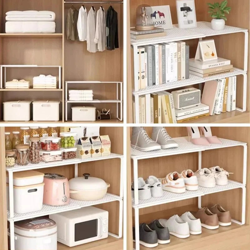 Adjustable Telescopic Closet Shelf Organizer Space Saver for Wardrobe & Cabinets