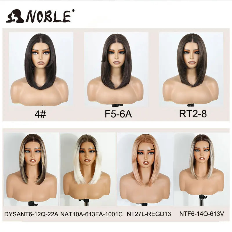 Synthetic Lace Front Wig for Women 12 Inch Ombre Brown Blonde Bob Cosplay Hair