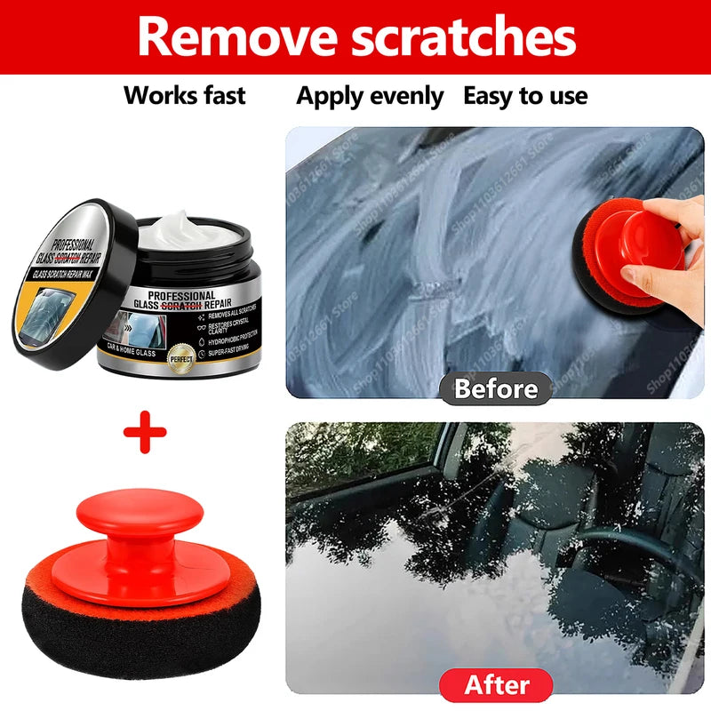 Glass Scratch Repair Wax for Car Windshields and Windows - Polishing Kit