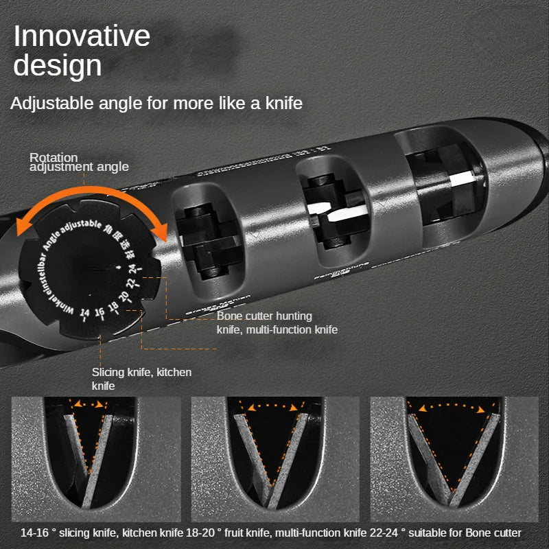 5-in-1 Adjustable Angle Kitchen Knife Sharpener with Scissor Blade Honing