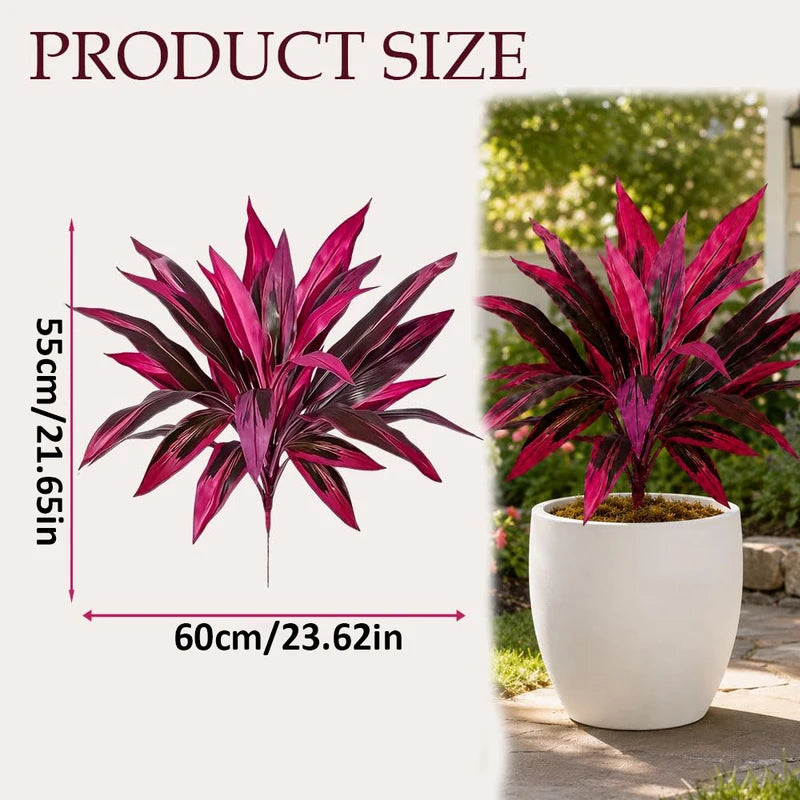 2pcs Artificial Dragon's Blood Tree UV Resistant Waterproof Faux Foliage for Garden & Wedding Decor