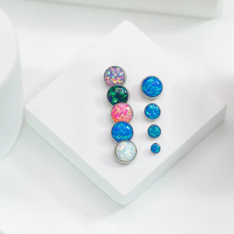 Titanium Dermal Anchors with Synthetic Opal Top - Hypoallergenic Body Jewelry 14G 3-7mm