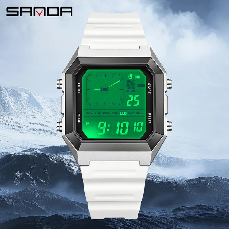 Men's Digital LED Sports Watch Waterproof Alarm Clock with Chronograph