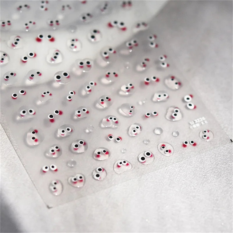 Japanese 5D Cartoon Face Nail Art Stickers Kawaii Acrylic Decals for Manicure DIY
