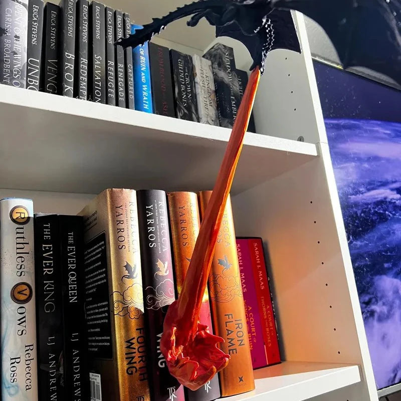 Dragon Flame Bookend Decor - Creative Fire Dragon Bookshelf Ornament Gift