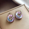 Summer 2024 Fantasy Crystal Circle Ring Buckle Pendant Earrings Jewelry Set for Women