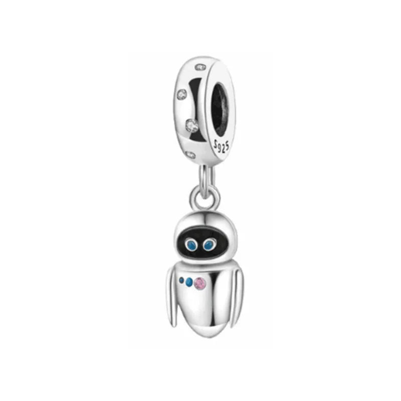 925 Silver Robot Pendant Bead Charm for DIY Jewelry Making - Unisex Gift
