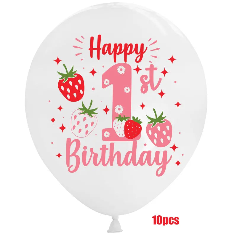 12 Inch Strawberry Themed Latex Balloons for Hawaiian Party Decorations