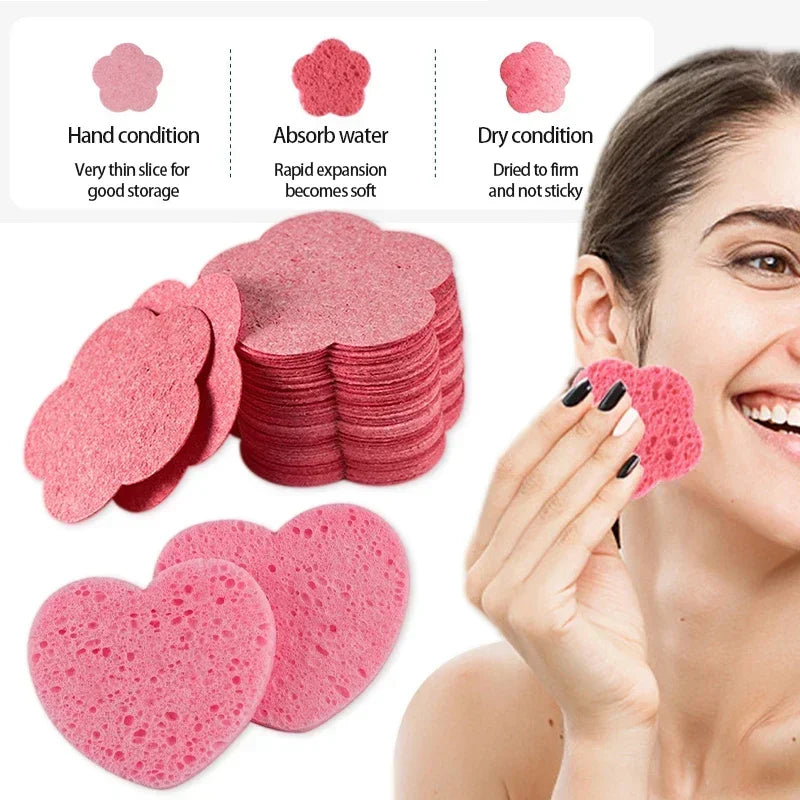 10PCS Natural Cellulose Face Cleaning Sponges for Exfoliating and Makeup Removal