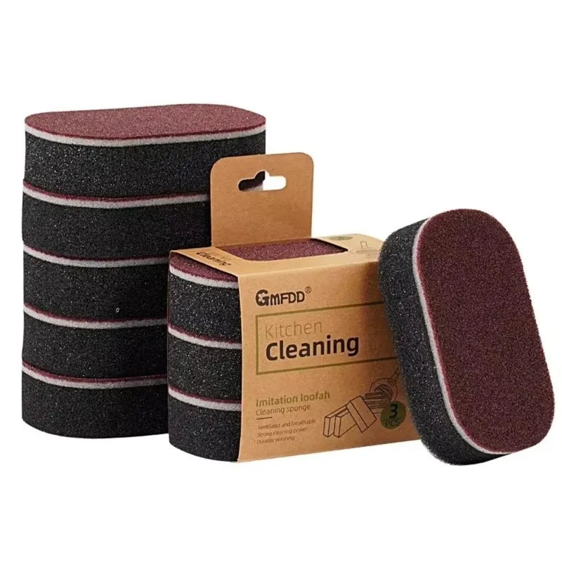 Double-Sided Magic Sponge Stain Remover for Pots and Pans - Rust & Dirt Cleaner Brush