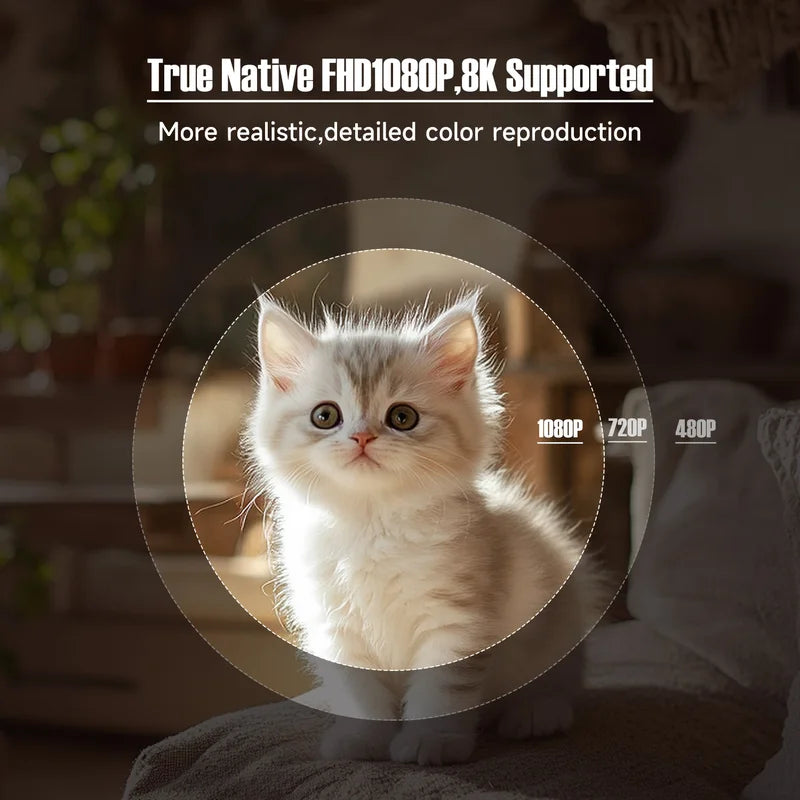 Portable 1080P 8K Supported Projector with Auto Keystone Wifi6 Bluetooth 5.4 Outdoor Movie