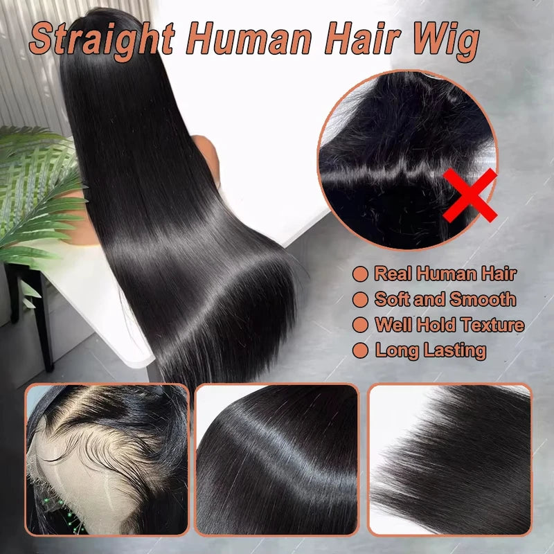 Human Hair Wigs Glueless 4x4 & 13x4 HD Transparent Lace Frontal Straight 16-42Inch