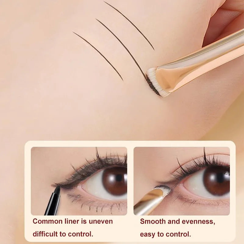2pcs Curved Eyeshadow & Eyeliner Makeup Brushes - Precision Small Eye Tools