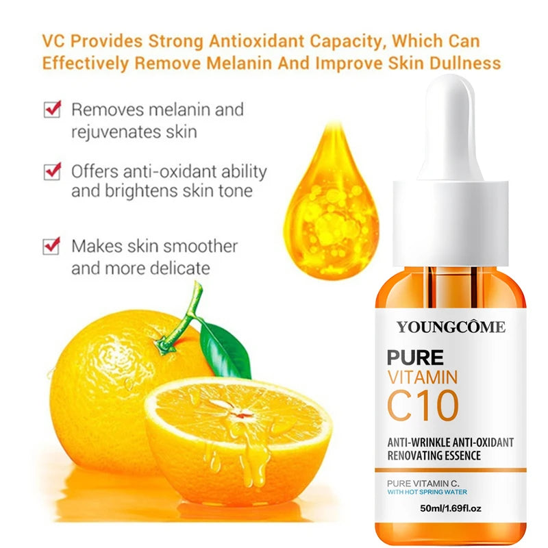 Vitamin C Facial Serum with Hyaluronic Acid for Brightening and Anti-Aging - 50ml & 30ml Options