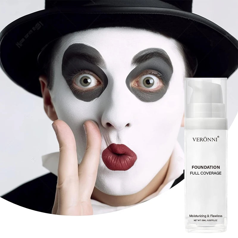 White Liquid Foundation for Cosplay & Special Effects - Full Coverage, Buildable, Long-Wear