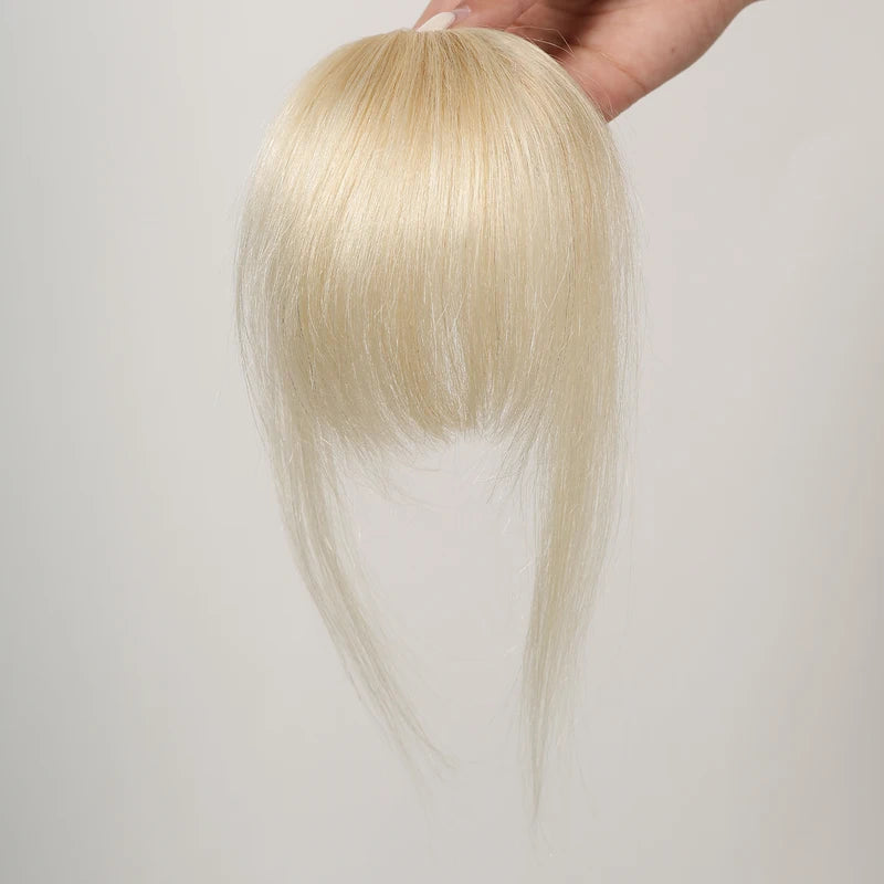 Human Hair Bangs Clips - 4.5 Inch Air Fringe Hairpiece for Women