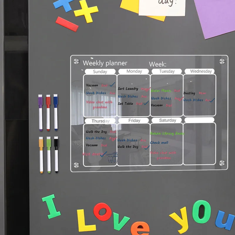 Magnetic Weekly Planner Whiteboard Calendar for Refrigerator & Metal Surfaces