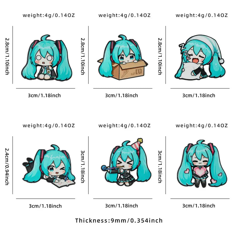 Kawaii Enamel Pin Set - Multi-Pose Vocaloid Anime Brooches for Backpack & Gift