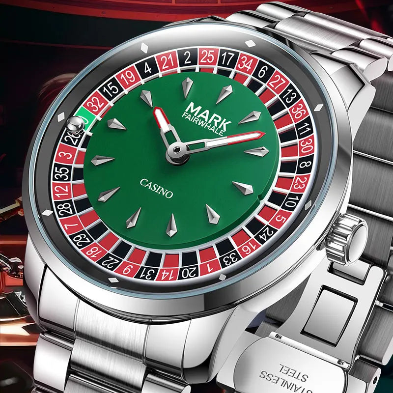 Men's Waterproof Quartz Watch with Steel Strap, 360° Rotating Bezel, 43mm Case