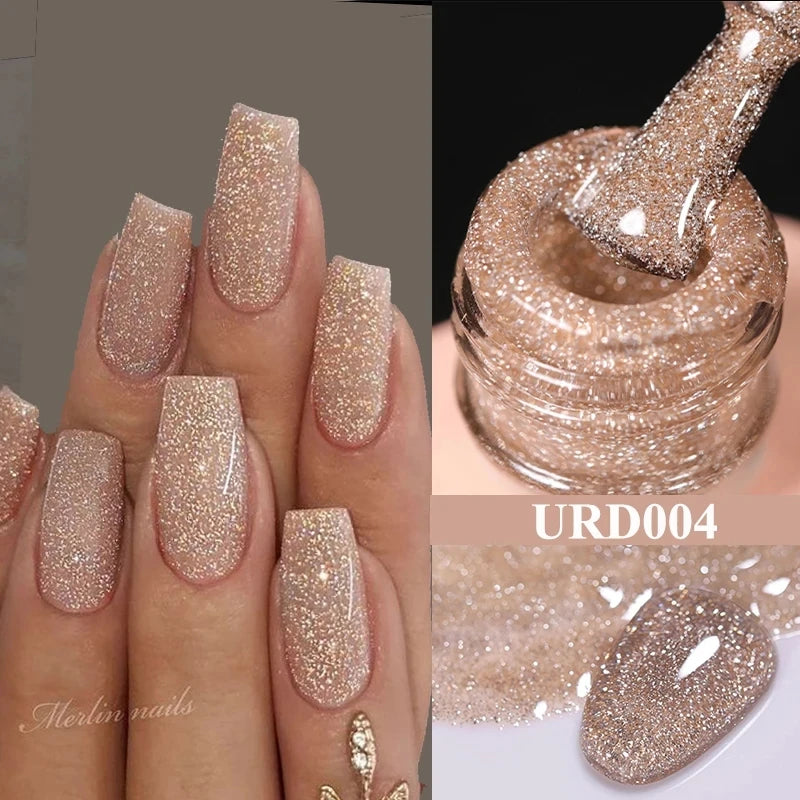 Reflective Glitter Gel Nail Polish - 15ml Semi-Permanent UV Varnish for Manicure Art