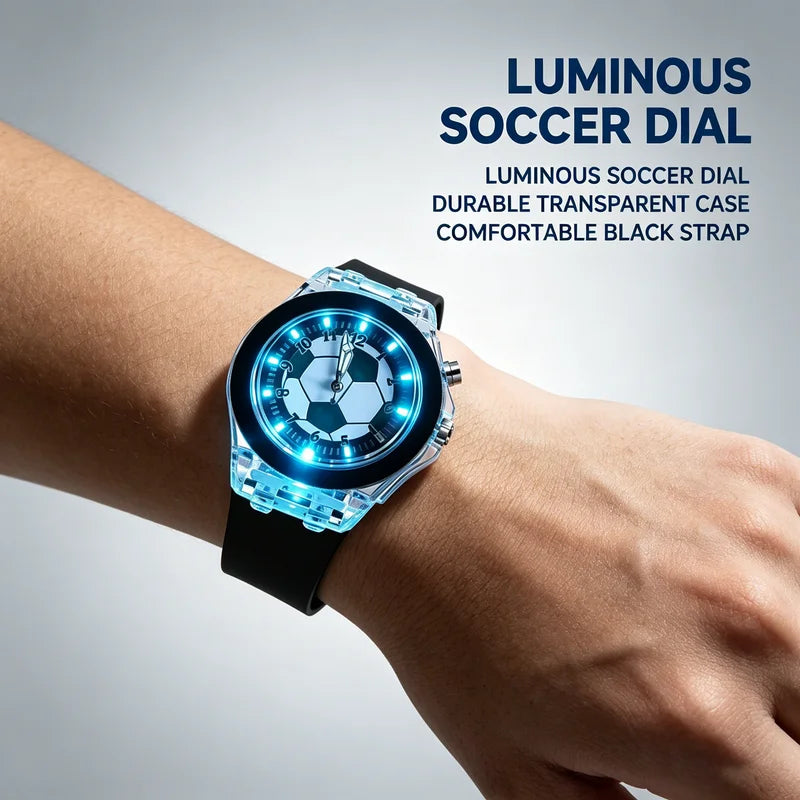 LED Sports Wrist Watch for Kids - Waterproof Soccer Watch with Silicone Band