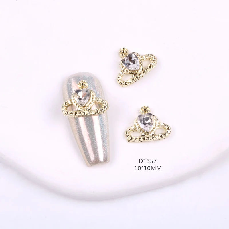 10pcs Nail Rhinestone Charms Set Silver Gold Nail Art Accessories DIY Luxury Parts