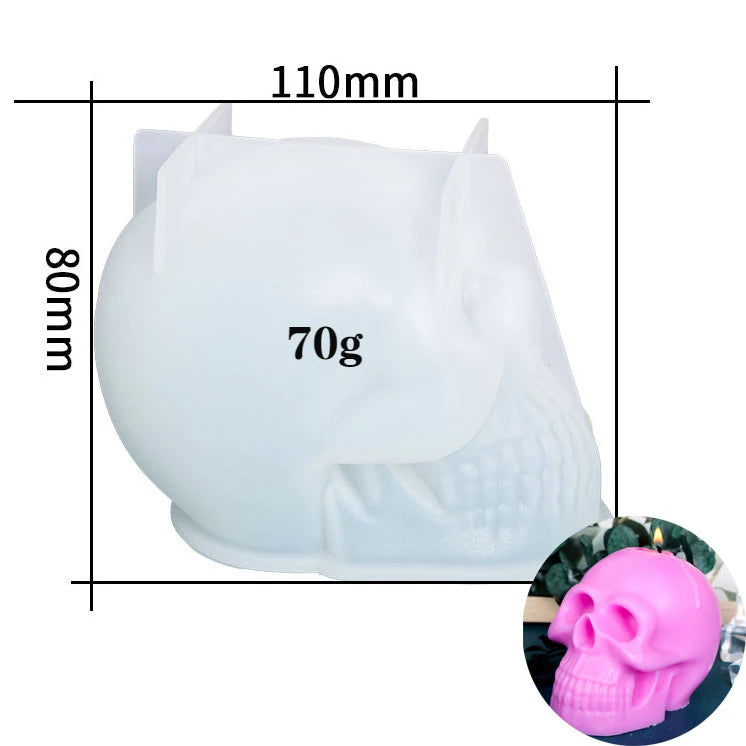 3D Skull Candle Silicone Mold for DIY Halloween Decorations & Crafting
