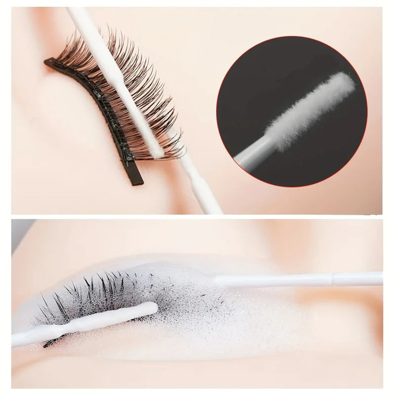 200pcs Eyelash Cleaning Brushes Micro Cotton Swabs for Makeup Removal & Beauty Care
