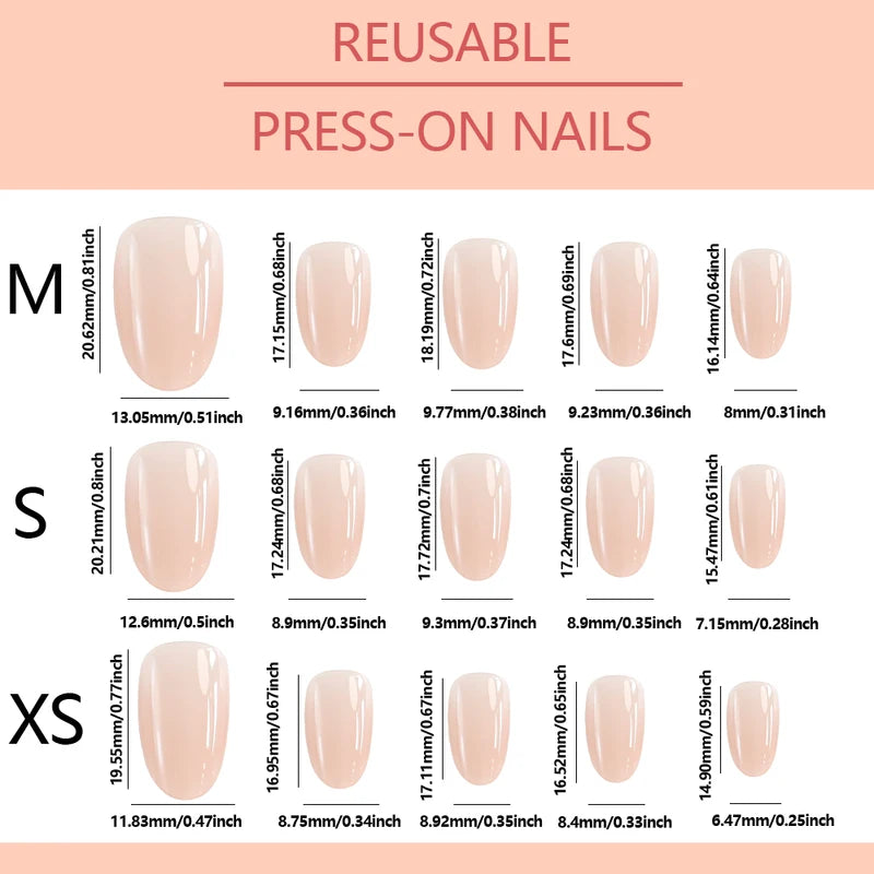 150Pcs Short Almond Press-On Nails Nude Glossy Fake Nail Tips for DIY Manicure