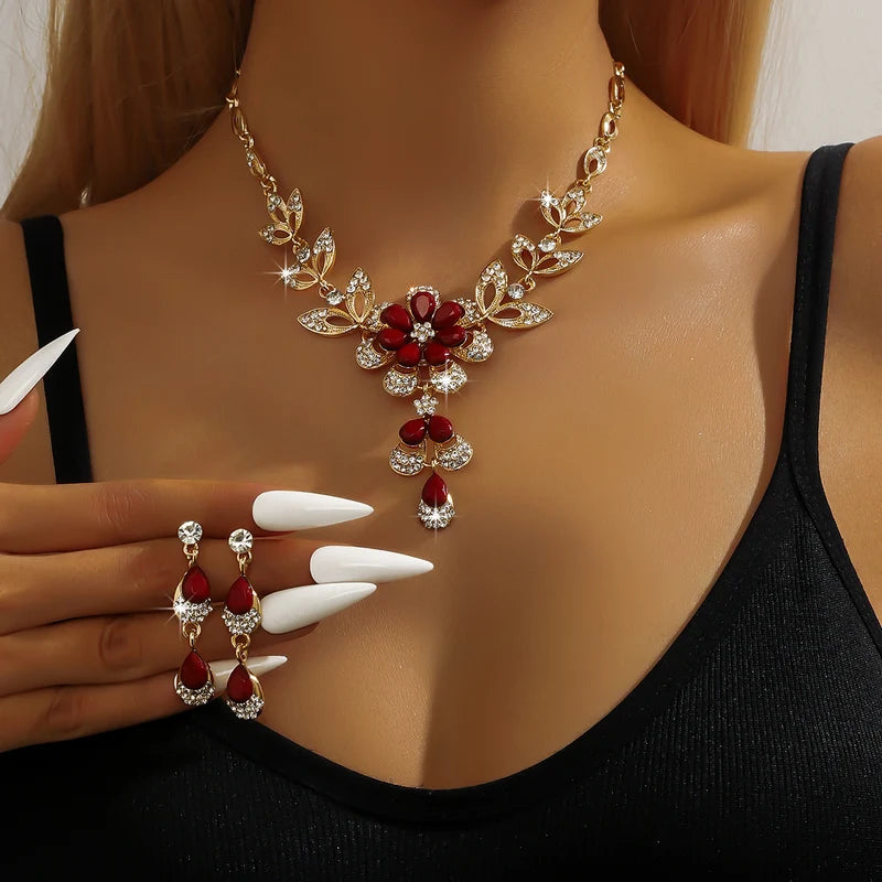 Women’s Fashion Jewelry Set Necklace Earrings Gift for Weddings Parties & Festivals